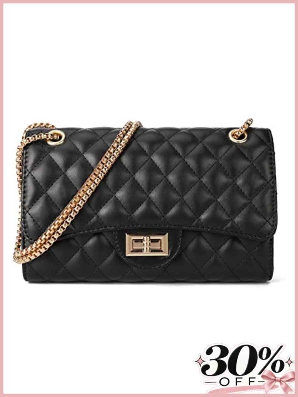 Quilted Crossbody Purse Chain Strap Shoulder Bag Vegan Faux Leather